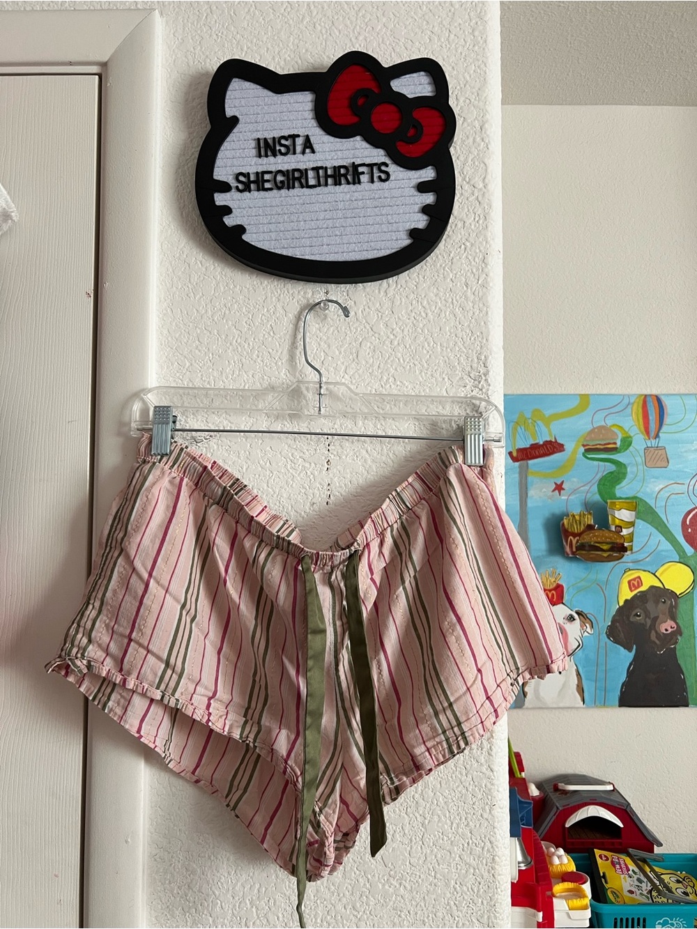 stripped pajama shorts